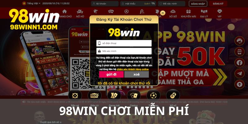 Chế độ chơi miễn phí ưu việt tại 98win